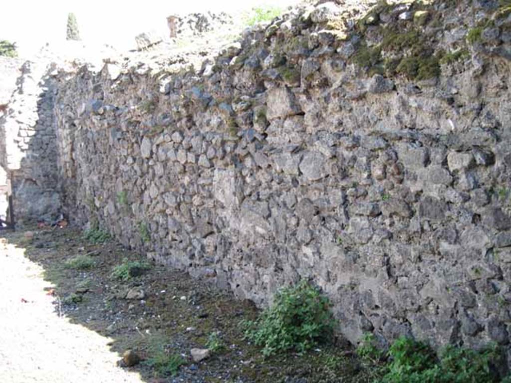 VIII.7.22 Pompeii. September 2010. South wall of entrance corridor, looking south-east towards Via Stabiana. Photo courtesy of Drew Baker.
