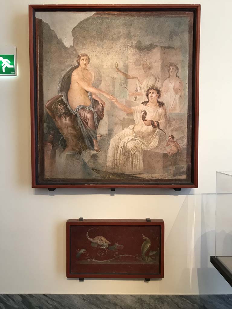 VIII.7.28 Pompeii. April 2019. Arrangement of paintings in Naples Archaeological Museum. 
Photo courtesy of Rick Bauer. 
