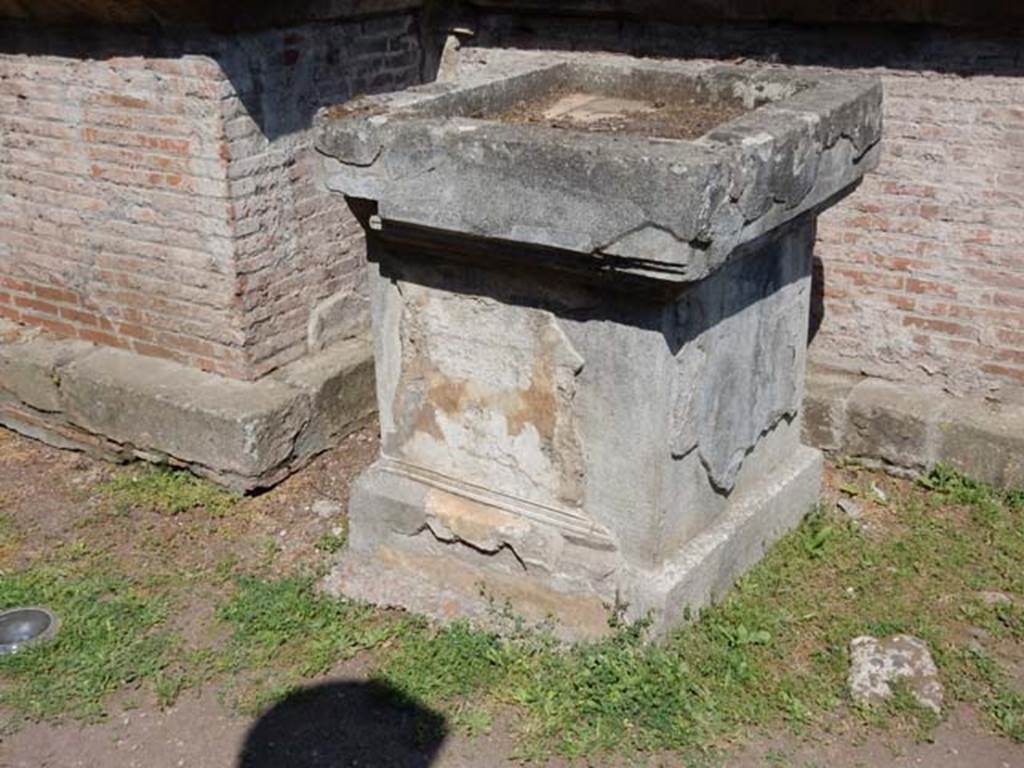 VIII.7.28, Pompeii. May 2015. 
Looking towards south and east sides of altar in south-east corner of podium of Temple. Photo courtesy of Buzz Ferebee.

