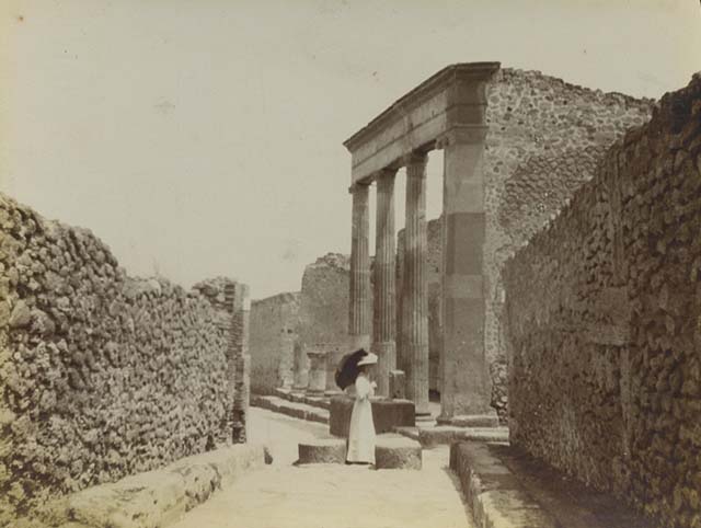 VIII.7.30 Pompeii. Looking towards the Triangular Forum and Large Theatre.
From an album of Michele Amodio dated 1874, entitled “Pompei, destroyed on 23 November 79, discovered in 1745”. 
Photo courtesy of Rick Bauer.