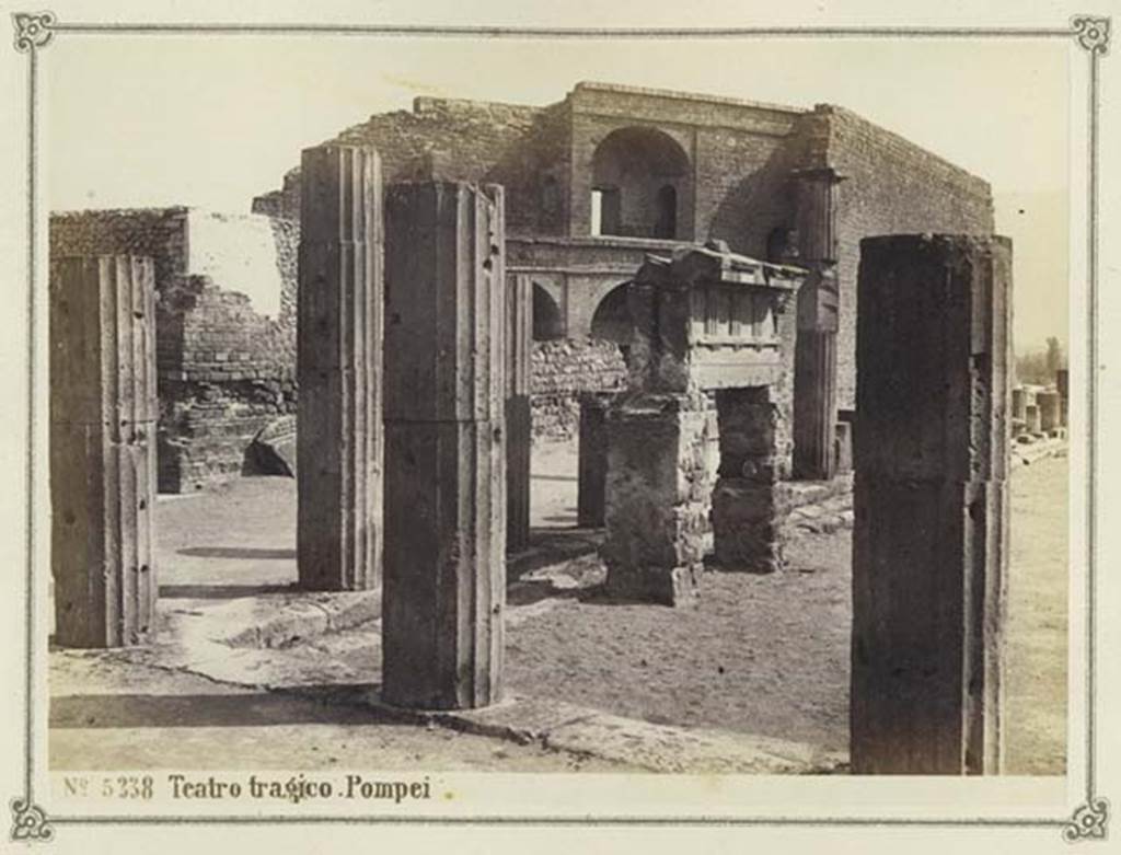 VIII.7.30 Pompeii. Album dated January 1874. Looking across east side of Triangular Forum, with theatre in background.  Photo courtesy of Rick Bauer.
