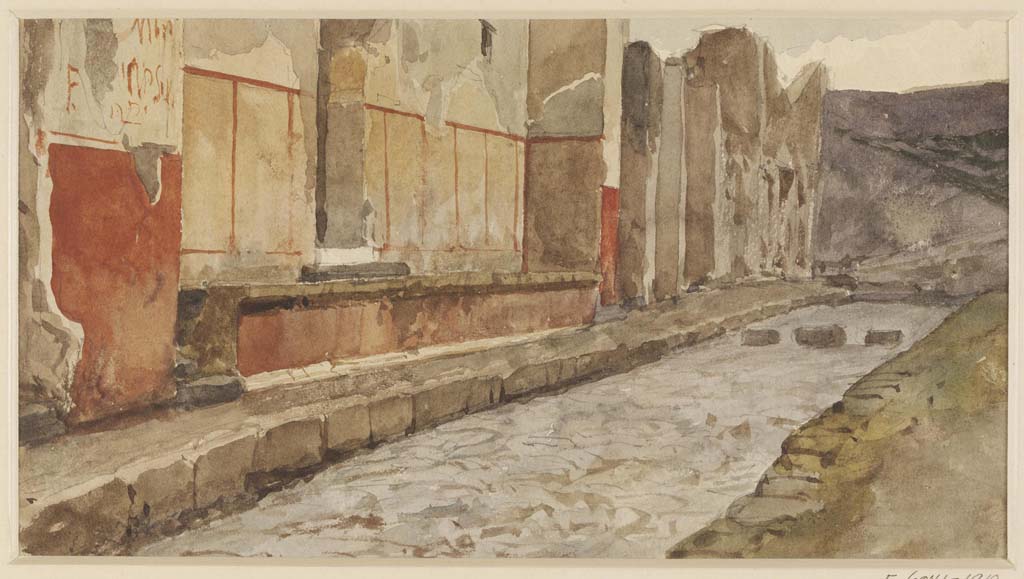 IX.1.20 Pompeii. W.332. Looking east along podium towards entrance doorway on Via dell’Abbondanza.
Photo by Tatiana Warscher. Photo © Deutsches Archäologisches Institut, Abteilung Rom, Arkiv.
