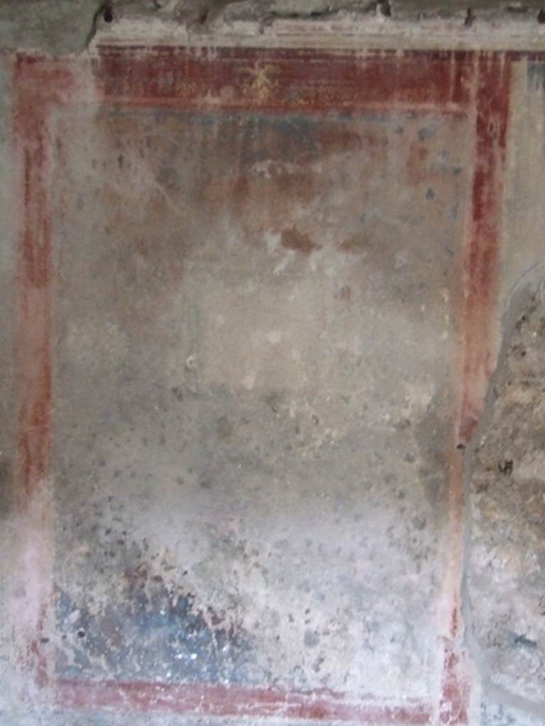 IX.2.10 Pompeii. December 2007. 
Remains of painted central panel of south wall in cubiculum on south side of peristyle.
According to Bragantini, the wall painting in the central panel on the south wall was of Galatea and Polyphemus.
See Bragantini, de Vos, Badoni, 1986. Pitture e Pavimenti di Pompei, Parte 3. Rome: ICCD. (p.410, cubicolo ‘g’)
