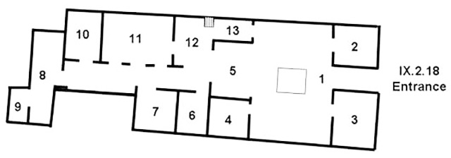 IX.2.18 Pompeii. House. Room Plan