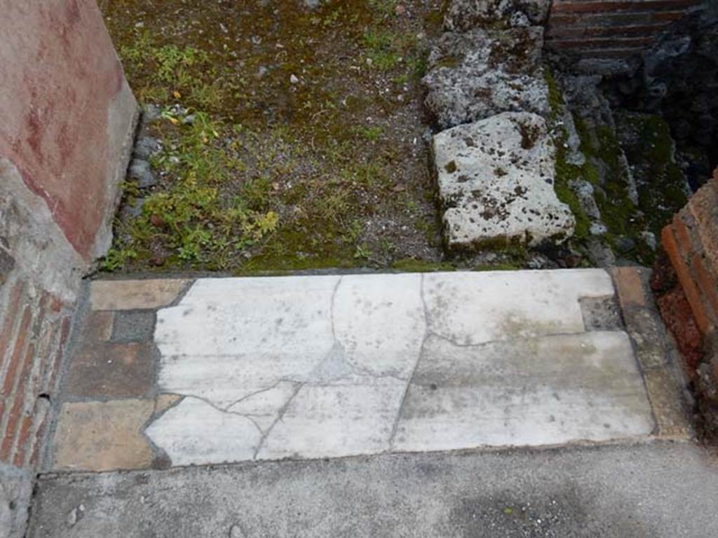 IX.3.5 Pompeii. May 2015. Room 25, threshold of doorway, looking east.
Photo courtesy of Buzz Ferebee.
