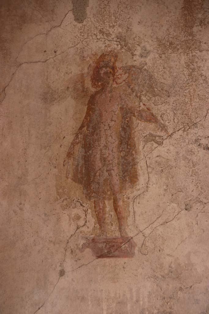 IX.3.5 Pompeii. May 2015. Room 4, painted figure at west end of north wall. 
Photo courtesy of Buzz Ferebee.
