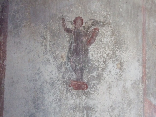 IX.3.5 Pompeii. March 2009. Room 16, painted figure from north side of east wall.  