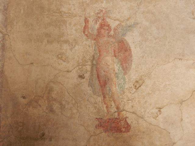 IX.3.5 Pompeii. May 2015. Room 16, painted figure from east side of south wall.  
Photo courtesy of Buzz Ferebee.
