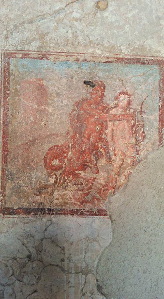 IX.3.5 Pompeii. September 2015. Room 16, wall painting of Chiron and Achilles, from south wall.
See Helbig, W., 1868. Wandgemälde der vom Vesuv verschütteten Städte Campaniens. Leipzig: Breitkopf und Härtel.  (1294).
