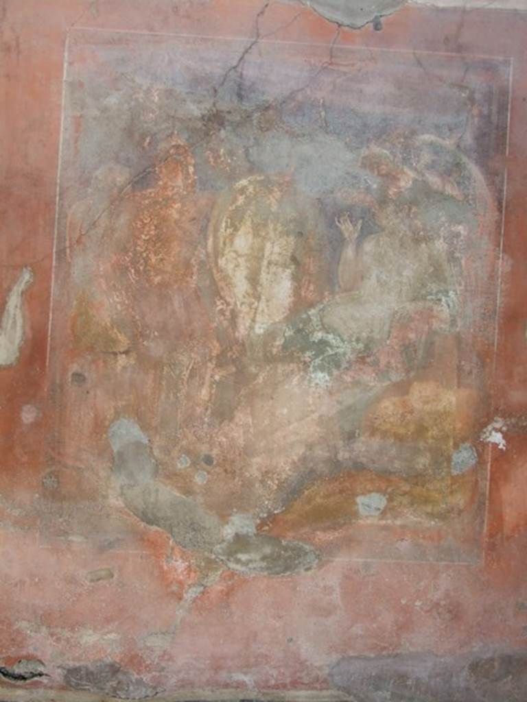 IX.5.2.  December 2007.  Room 20.  Room to north east side of peristyle.  Wall painting of Hephaestus bringing the arms of Achilles to Thetis?