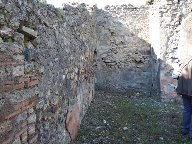 IX.9.13 Pompeii.  March 2009.  Looking east across south passageway of Room 6, Garden area.  Looking towards entrance passageway.