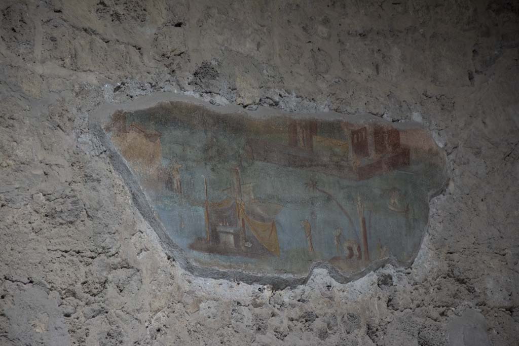 Villa of Mysteries, Pompeii. March 2019. Room 64, wall painting of Nile scene from north wall of atrium.
Foto Annette Haug, ERC Grant 681269 DÉCOR.
