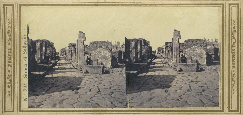 Via Consolare at junction with Vicolo di Narciso. 
1860-1870s stereoview by Sommer entitled Strada di Sallustio. Photo courtesy of Rick Bauer.
