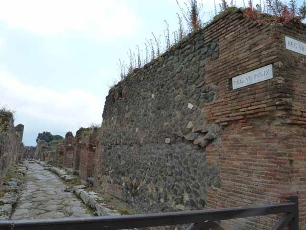 Vicolo di Eumachia, west side, May 2010. Looking south towards VII.9.31 from Via degli Augustali.