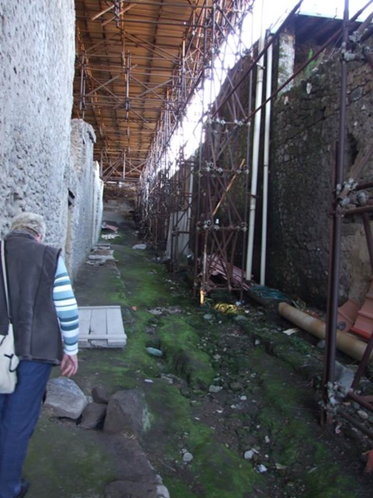 Vicolo di Giulio Polibio, Pompeii. 2016/2017. 
Looking north towards upper west wall of roadway, insula IX.12. Photo courtesy of Giuseppe Ciaramella.
