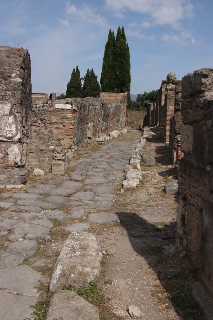 Vicolo di Narciso between VI.1 and VI.2. September 2021. 
Looking north from Junction with Via Consolare. Photo courtesy of Klaus Heese.
