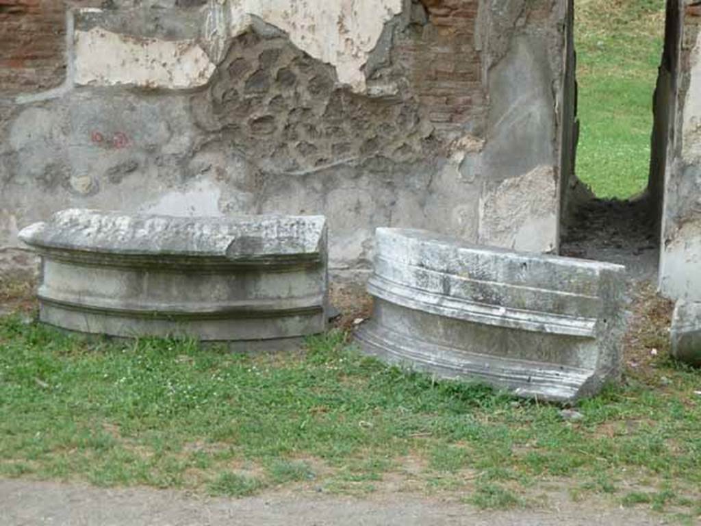 Pompeii Porta Nocera. May 2010.
Tomb 10EN, two marble bases, possibly from a tholos, but their original location uncertain. 
