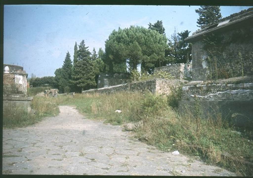 Pompeii Via delle Tombe. South-east side with 3ES and 1ES in the centre.
Photographed 1970-79 by Günther Einhorn, picture courtesy of his son Ralf Einhorn.
