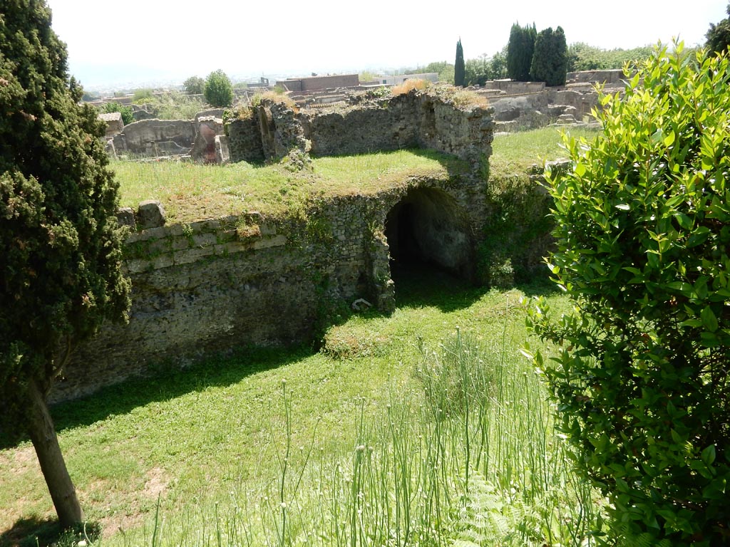 Tower XII, Pompeii. May 2015. 
Looking south-west from walk around walls towards east side of Tower XII. Photo courtesy of Buzz Ferebee.
