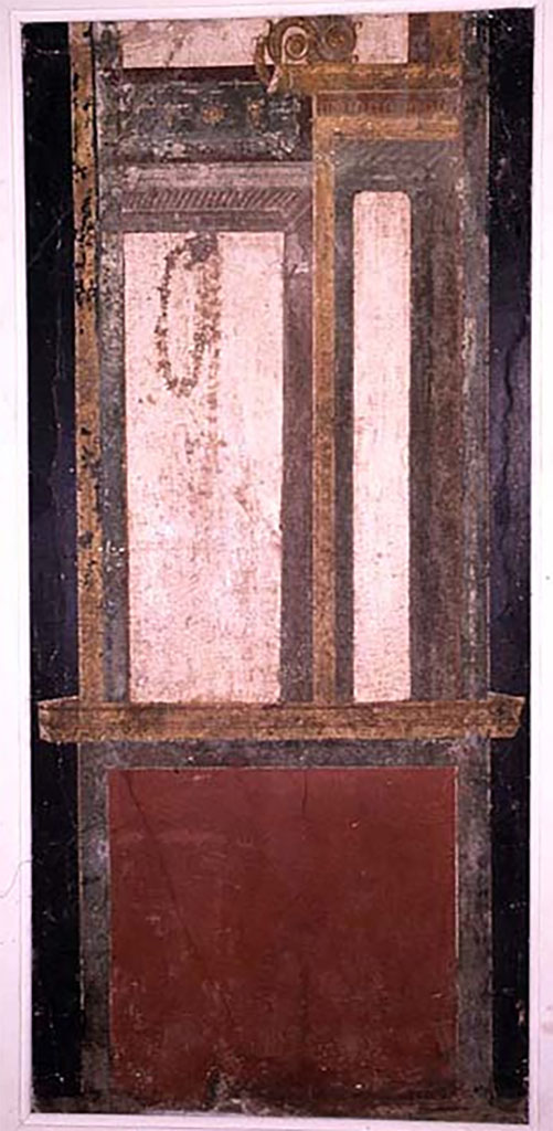 Villa della Pisanella, Boscoreale. Triclinium Pasqui F/Mau N?  Fresco fragment. 
Photo © Field Museum of Natural History - CC BY-NC.
Now in the Boston Field Museum, inventory number 24656. See in Field Museum
