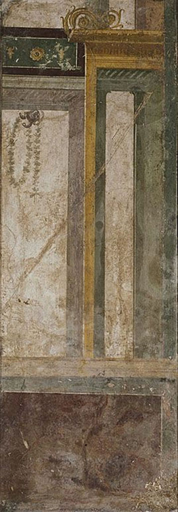 Villa della Pisanella, Boscoreale. Triclinium Pasqui F/Mau N?  Fresco fragment. 
Photo © Field Museum of Natural History - CC BY-NC.
Now in the Boston Field Museum, inventory number 24659. See in Field Museum
