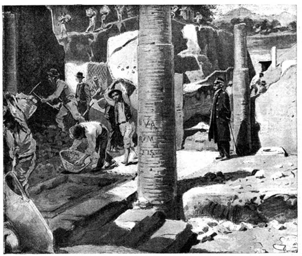 Villa of P. Fannius Synistor at Boscoreale. 1901 drawing of the excavations and room 24. Published in Illustrazione Popolare - Giornale per le Famiglie, vol XXXVIII, 17th March 1901, p. 164. Photo courtesy of Drew Baker.
