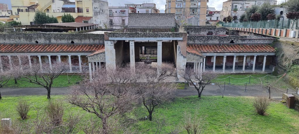 Oplontis Villa of Poppea, January 2023. Looking south across north garden. Photo courtesy of Miriam Colomer.

