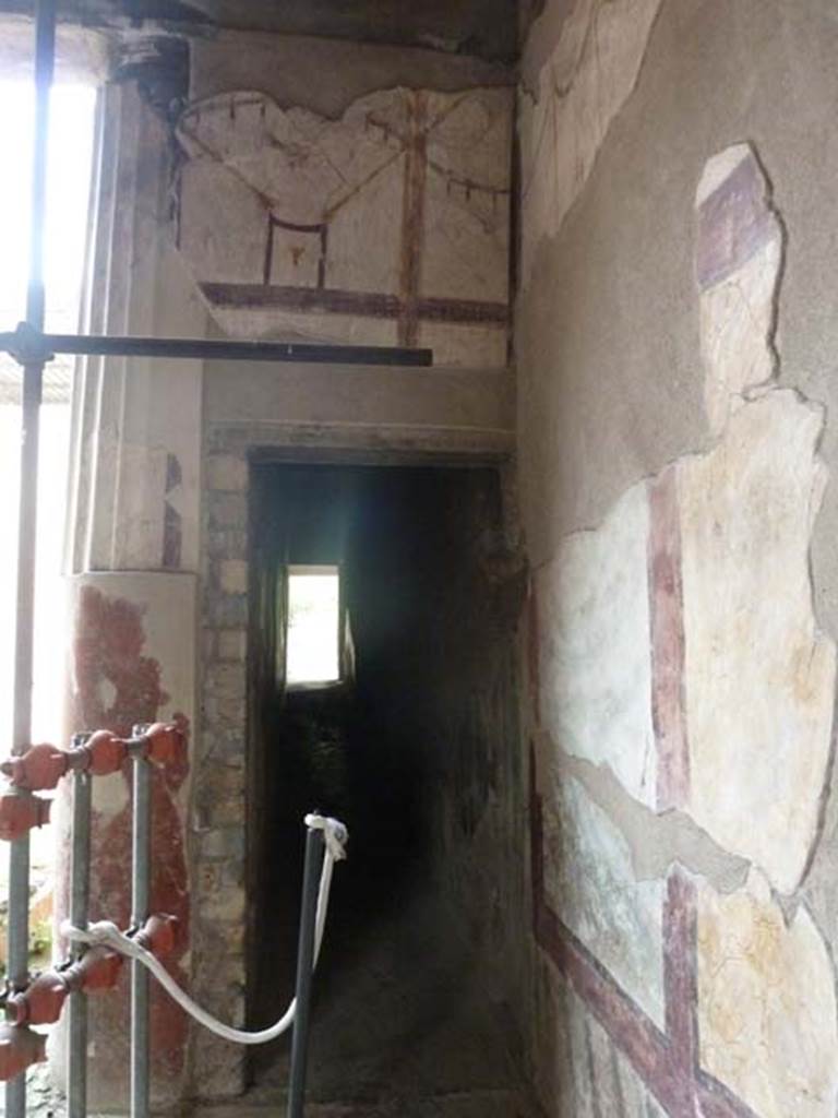 Oplontis, September 2015. 
Entrance to corridor 3 in north wall of room 4, leading to east portico 34.  
