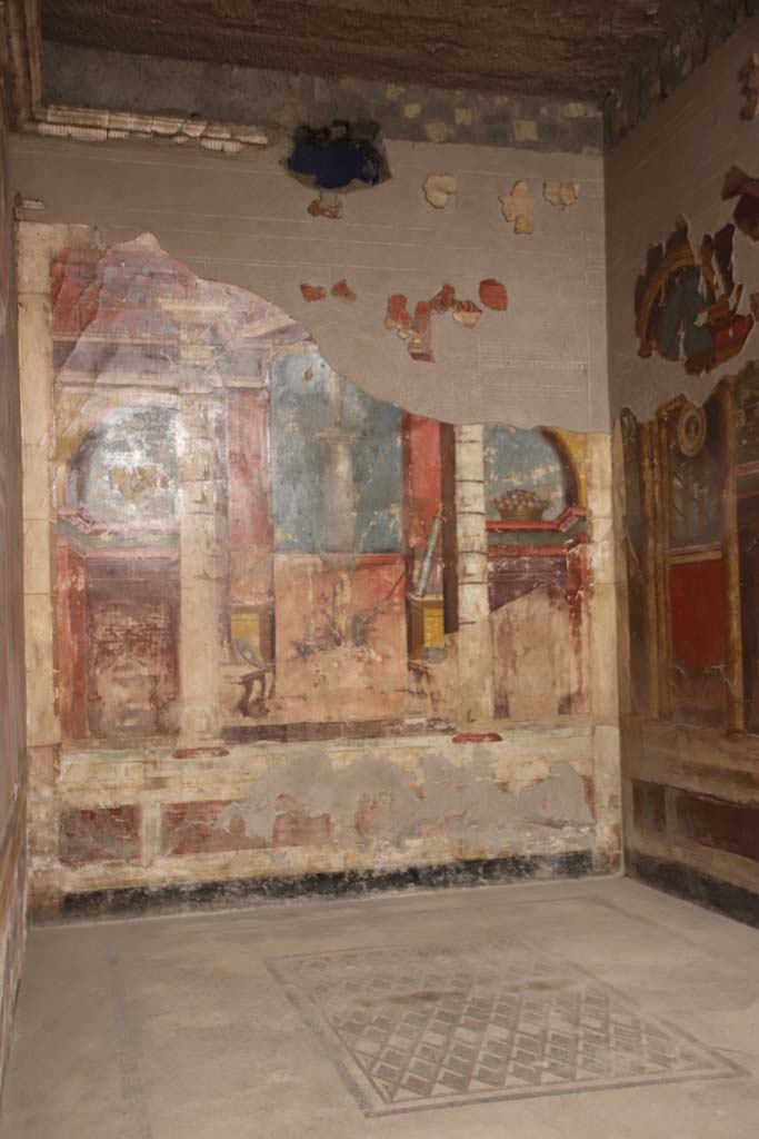 Oplontis Villa of Poppea, September 2021. Room 14, looking towards east wall of triclinium. Photo courtesy of Klaus Heese.