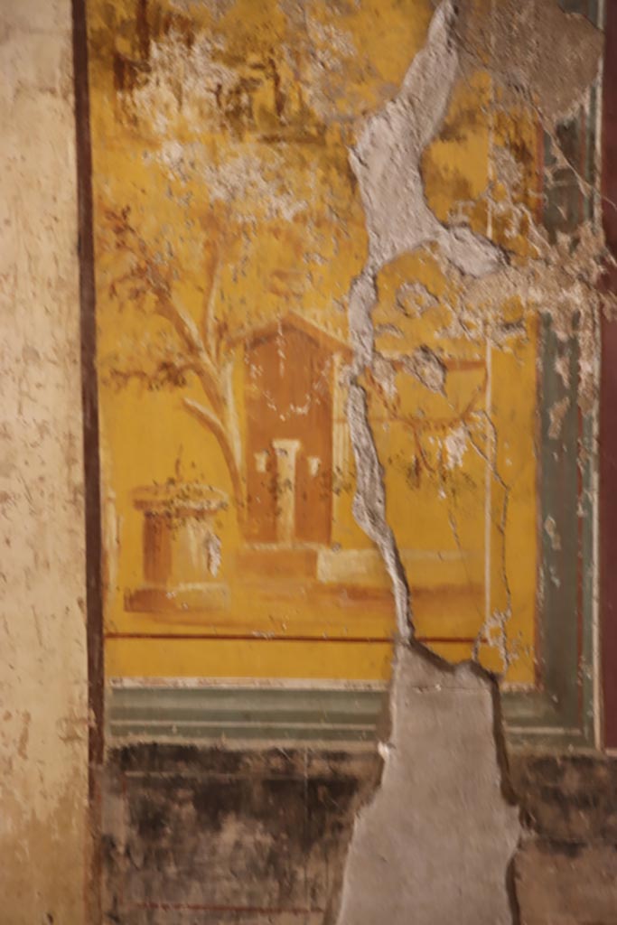 Oplontis Villa of Poppea, September 2021.
Room 14, detail from upper east wall. Photo courtesy of Klaus Heese.
