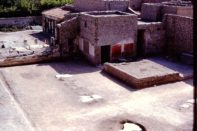 Oplontis, September 2015. Room 58, looking north-east across area of a room that Jashemski was allowed to excavate. She thought that the original room had probably been altered into a small garden area, perhaps after the earthquake of 62AD.
