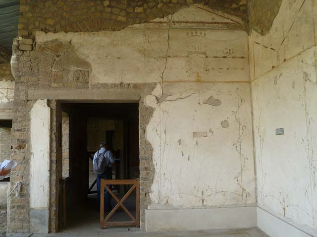 Oplontis, May 2011. Doorway into room 66, on south-west side of the swimming pool. 
Looking towards the south wall of portico 60. Photo courtesy of Michael Binns.

