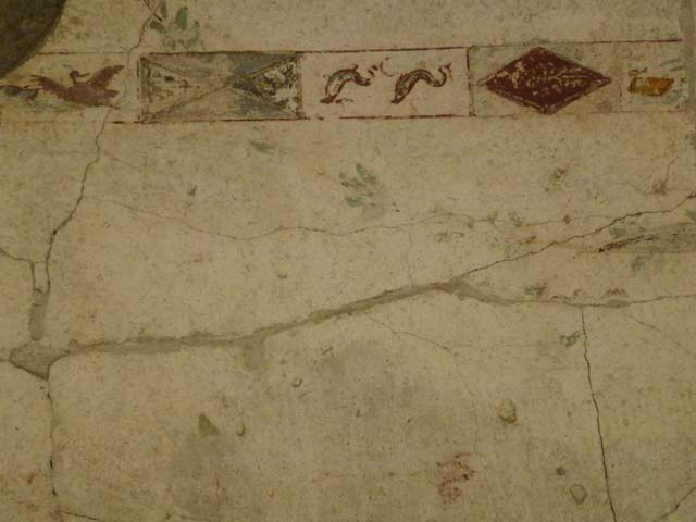 Oplontis, September 2015. Area 60, west wall of portico, painted panel immediately south of doorway to room 63.