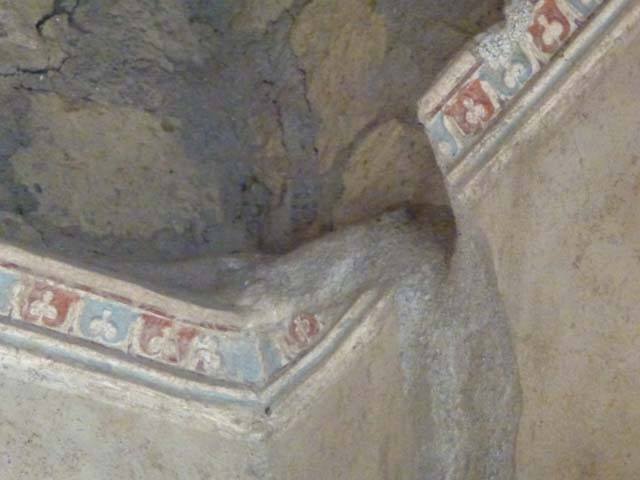 Oplontis, September 2015. Room 64, north-east corner with doorway to corridor 67.