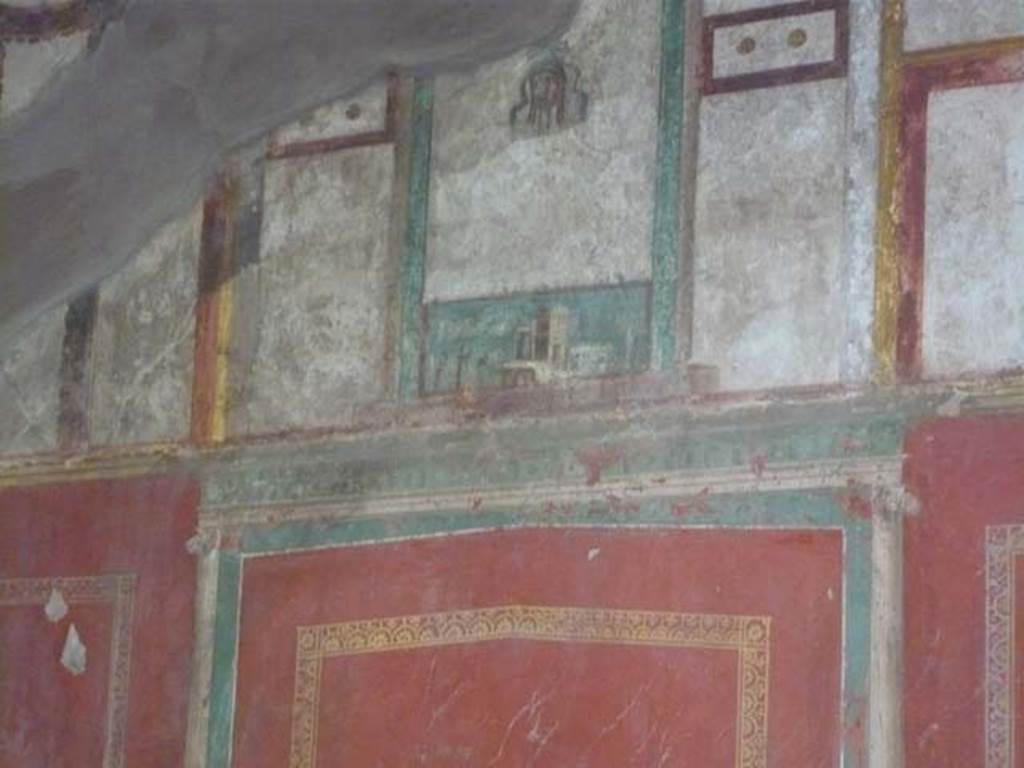 Oplontis, September 2015. Room 66, painted deer in centre of north panel on west wall. 