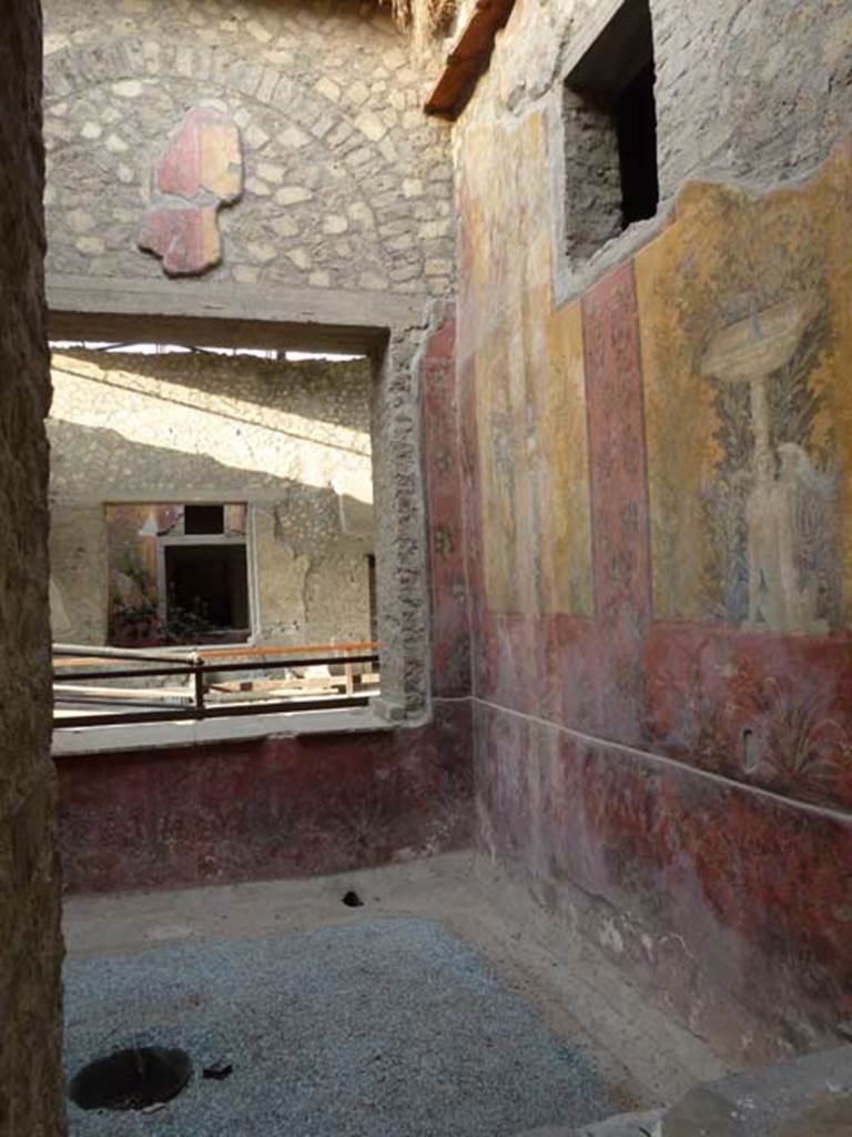 Oplontis, September 2015. Room 68, looking north along east wall, from room 65.