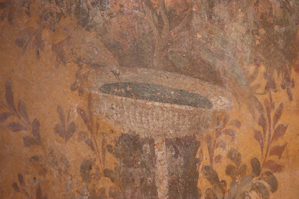 Oplontis Villa of Poppea, September 2021.  
Room 70, detail of round fountain from north end of west wall. Photo courtesy of Klaus Heese. 
