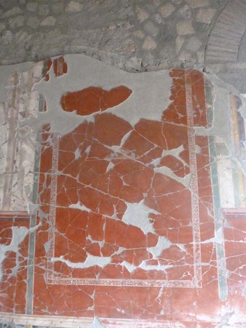 Oplontis, September 2015. Room 81, panel with painting of bird with fruit, from east end of north wall. 