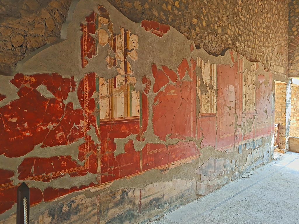 Oplontis, September 2015. Room 81, painted panel from west end of north wall.