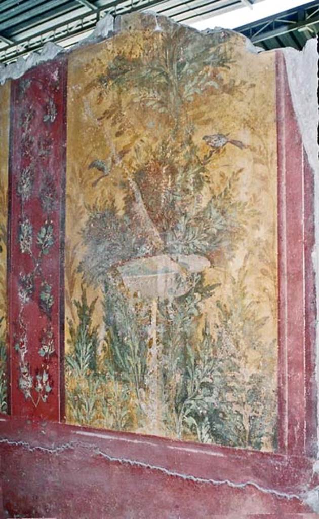 Oplontis Villa of Poppea, October 2001. Room 87, looking towards painted panel on north wall in north-east corner. Photo courtesy of Peter Woods.
