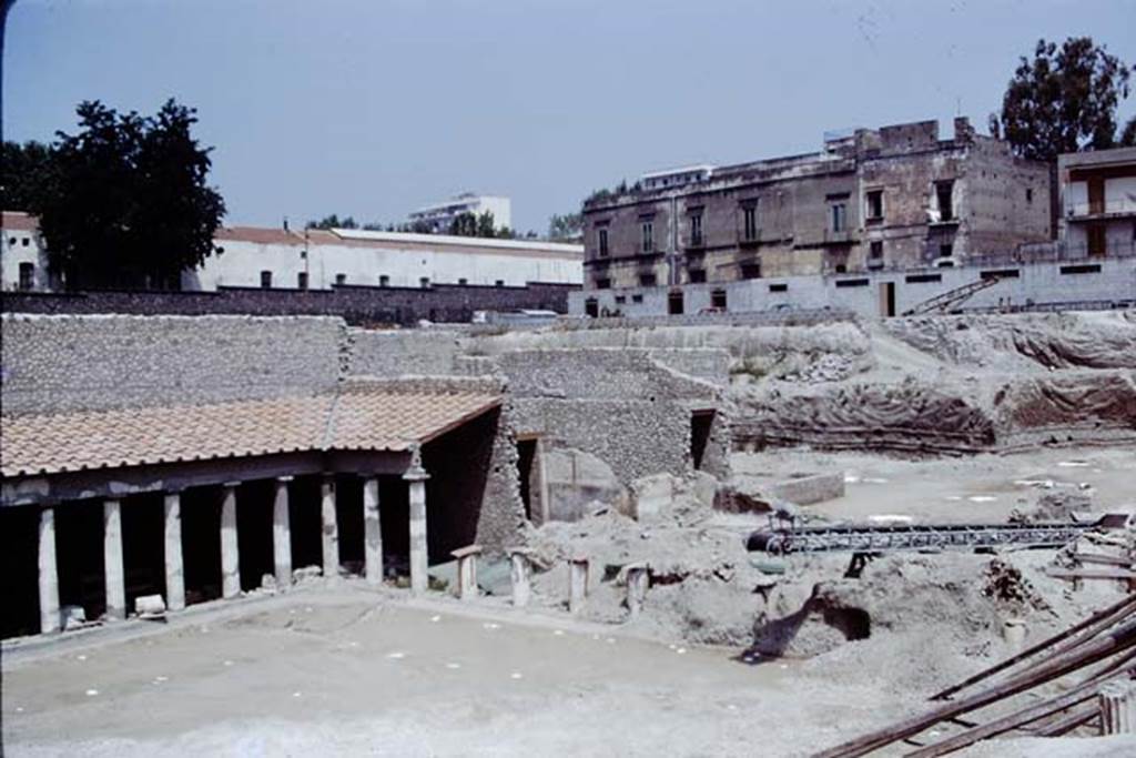 Oplontis, 1975. Looking north-west across area 59, the south-east peristyle. Photo by Stanley A. Jashemski.   
Source: The Wilhelmina and Stanley A. Jashemski archive in the University of Maryland Library, Special Collections (See collection page) and made available under the Creative Commons Attribution-Non Commercial License v.4. See Licence and use details. J75f0473

