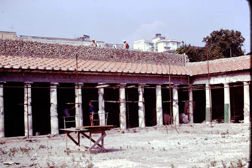 Oplontis, 1976. Area 59, north side, and north-east corner of south-east peristyle. Photo by Stanley A. Jashemski.   
Source: The Wilhelmina and Stanley A. Jashemski archive in the University of Maryland Library, Special Collections (See collection page) and made available under the Creative Commons Attribution-Non Commercial License v.4. See Licence and use details. J76f0372
