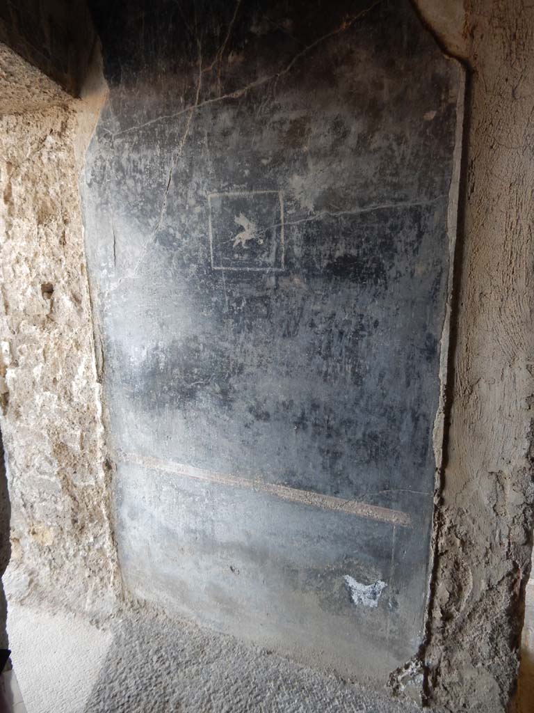 Stabiae, Secondo Complesso, June 2019. 
Room 15, east wall between doorway to room 16, on left, and room 14, on right.
Photo courtesy of Buzz Ferebee.
