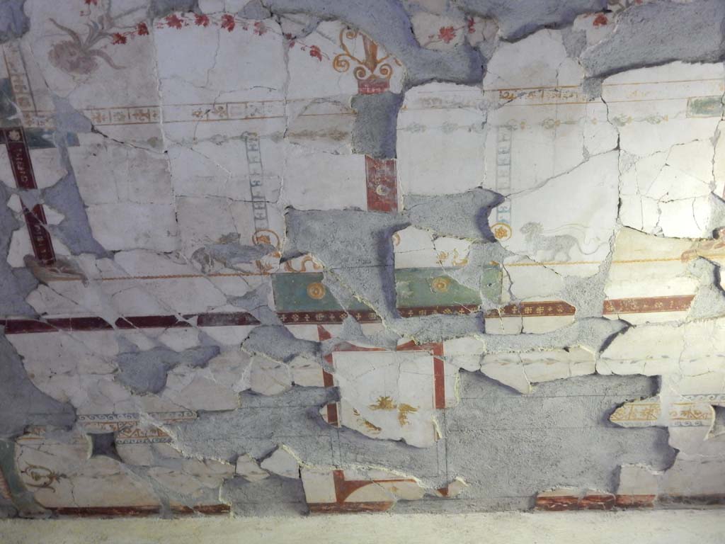 Stabiae, Secondo Complesso, June 2019. Room 19, detail of reconstructed ceiling. Photo courtesy of Buzz Ferebee.