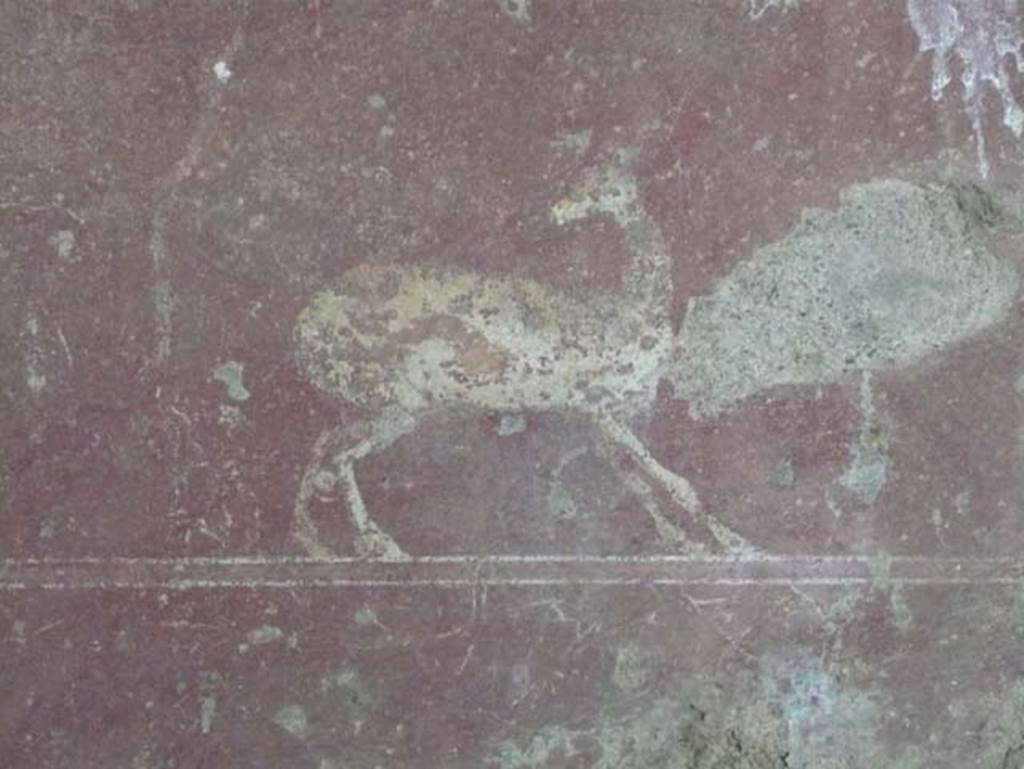 Stabiae, Secondo Complesso (Villa B), May 2010. Room 1 portico east wall, painting of a deer. Photo courtesy of Buzz Ferebee.