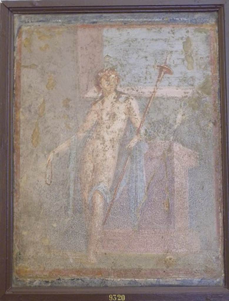 VI.9.2 Pompeii. Found on 19th January 1830. Peristyle 16, west wall. Wall painting of Hymenaeus the god who presided over weddings. Now in Naples Archaeological Museum. Inventory number 9320. See Helbig, W., 1868. Wandgemälde der vom Vesuv verschütteten Städte Campaniens. Leipzig: Breitkopf und Härtel. (855).