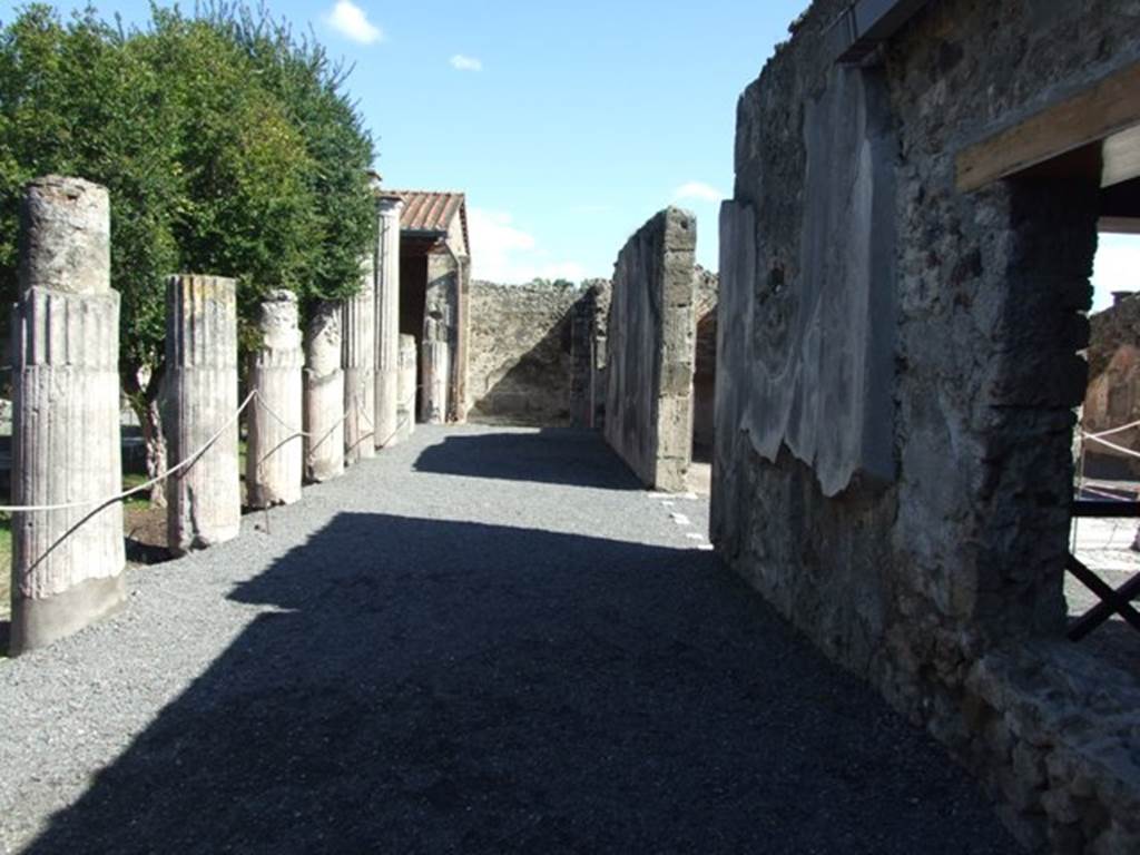 VI.9.2 Pompeii. March 2009. Peristyle 16, south side at west end, looking east.