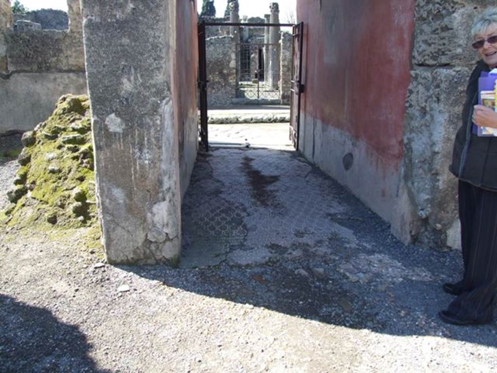 VI.9.2 Pompeii. March 2009. Fauces or entrance corridor 1, looking west towards entrance on Via di Mercurio.