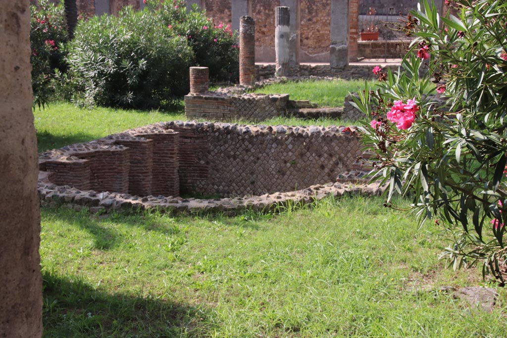 Villa of Diomedes, Pompeii. October 2023. Looking south-west across pool and pergola. Photo courtesy of Klaus Heese.