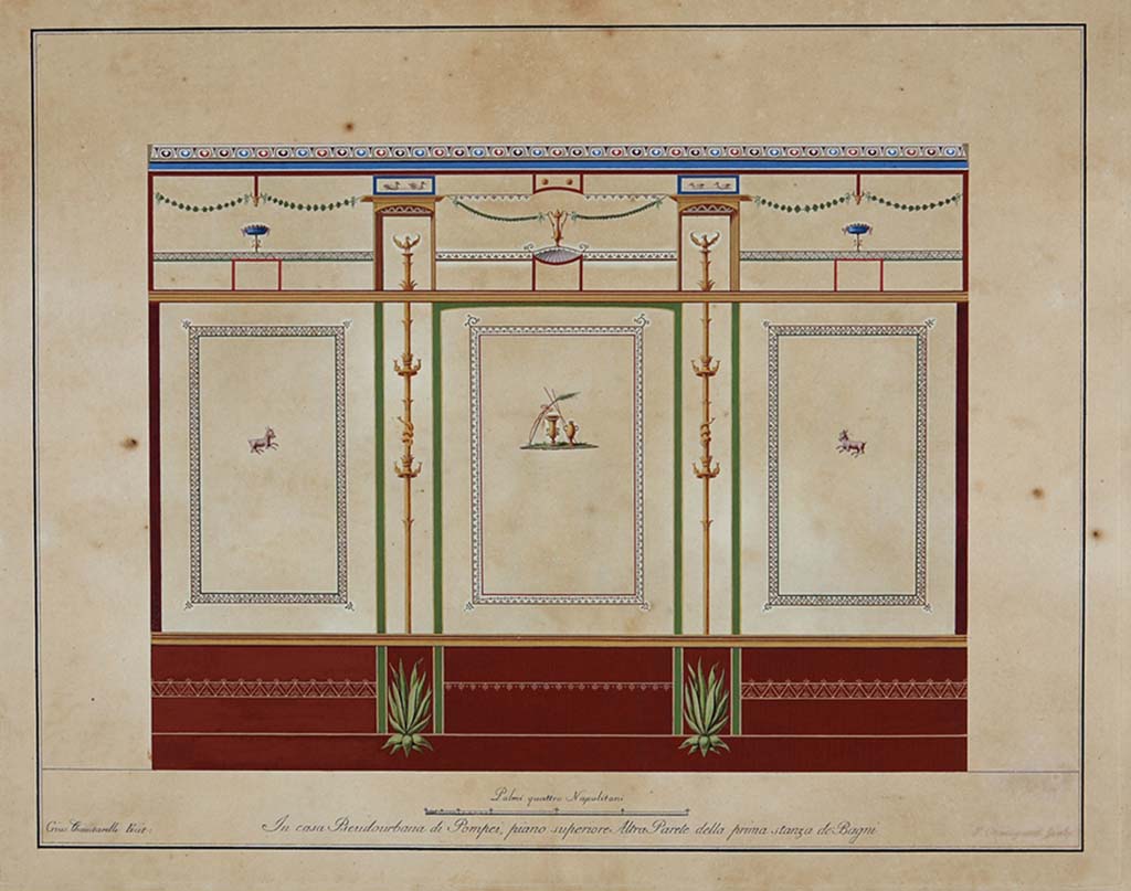 HGW24 Pompeii. Another wall in the same room, west or east (long) wall of apodyterium or changing room (or frigidarium) in baths’ complex,
Illustrated by Giuseppe Chiantarelli, ADS 1150.
(Villa Diomedes Project – area 9).
(Fontaine, room 3,2 in baths’ area).
Photo © ICCD. https://www.catalogo.beniculturali.it
Utilizzabili alle condizioni della licenza Attribuzione - Non commerciale - Condividi allo stesso modo 2.5 Italia (CC BY-NC-SA 2.5 IT)
